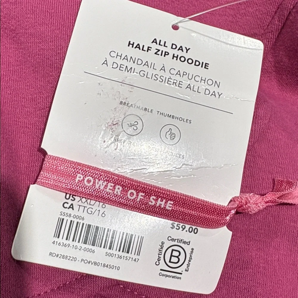 NWT Athleta Girl All Day Half Zip Huckleberry Hoodie Size XL/14 (#416369)